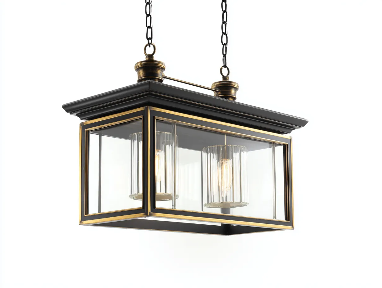 Außenpendelleuchte 32×32×52 cm Metall Glas Schwarz - klassische Hängelampe mit elegantem Außenlicht-Tasailoft