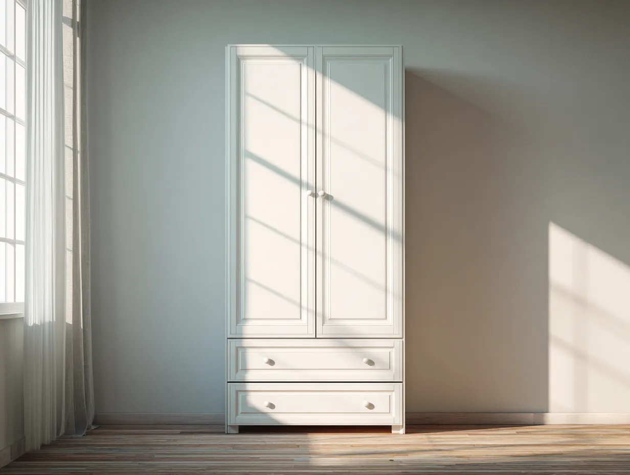 Kleiderschrank 100×55×190 cm Holz Weiß - moderner Schlafzimmerschrank mit Stauraum-Tasailoft