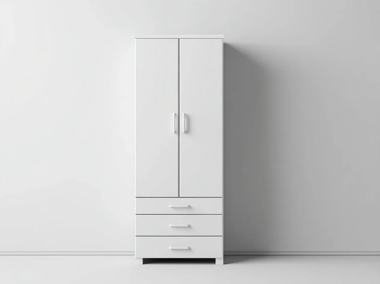 Schlafzimmer Kleiderschrank 100x55x200 cm Holzwerkstoff Weiß minimalistischer Stauraumschrank-Tasailoft