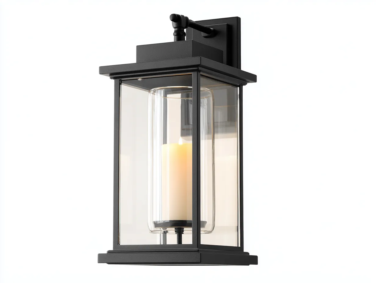 Außenpendelleuchte 25×25×48 cm Metall Glas Schwarz - moderne Hängeleuchte für Terrasse und Eingang-Tasailoft