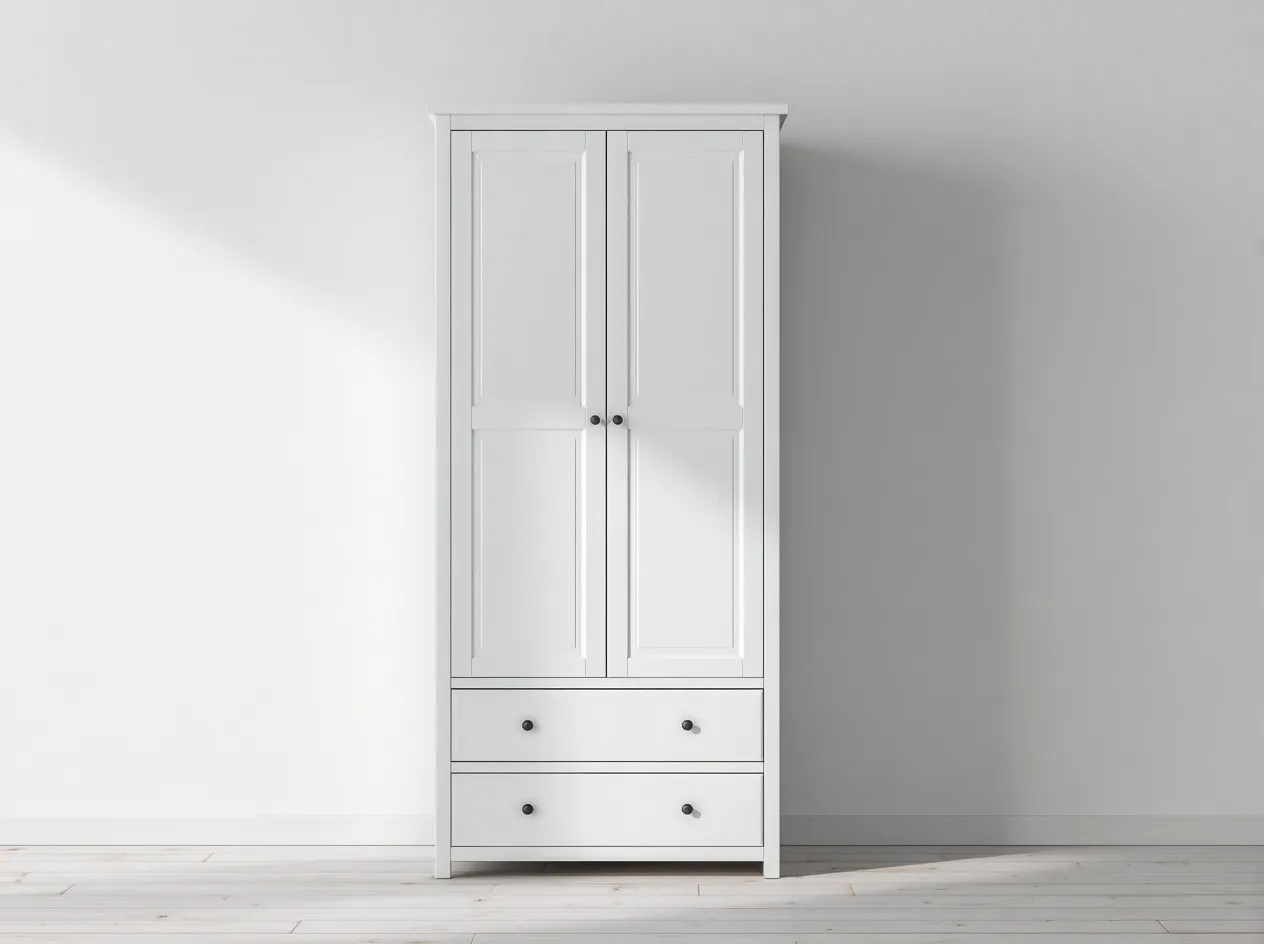 Schlafzimmer Kleiderschrank 112x58x204 cm Holzwerkstoff Weiß klassischer Stauraumschrank-Tasailoft