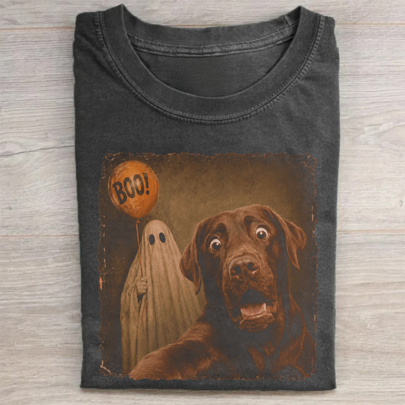 Chocolate Labrador Dog Ghost Boo Balloon T-shirt