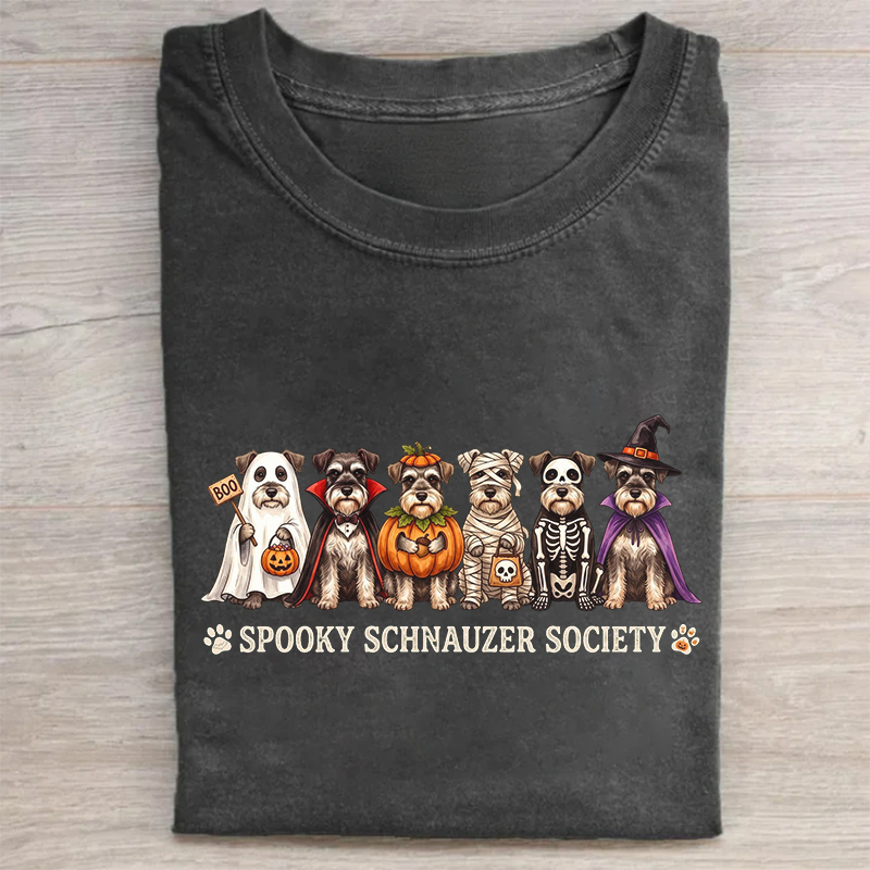 Cute Spooky Schnauzer Society Halloween T-shirt