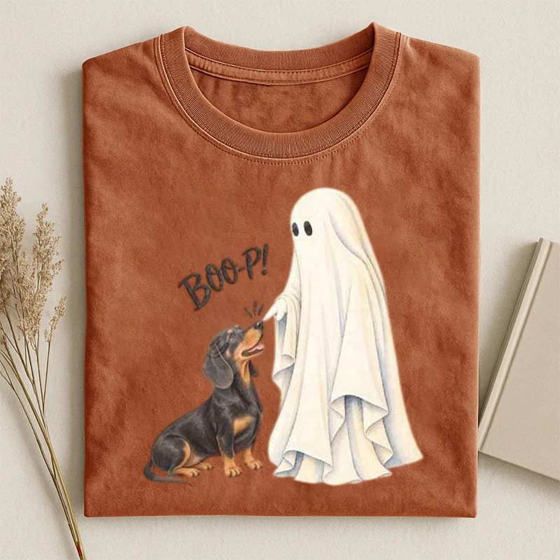 Halloween Ghost Dachshund Dog BOO-P T-shirt