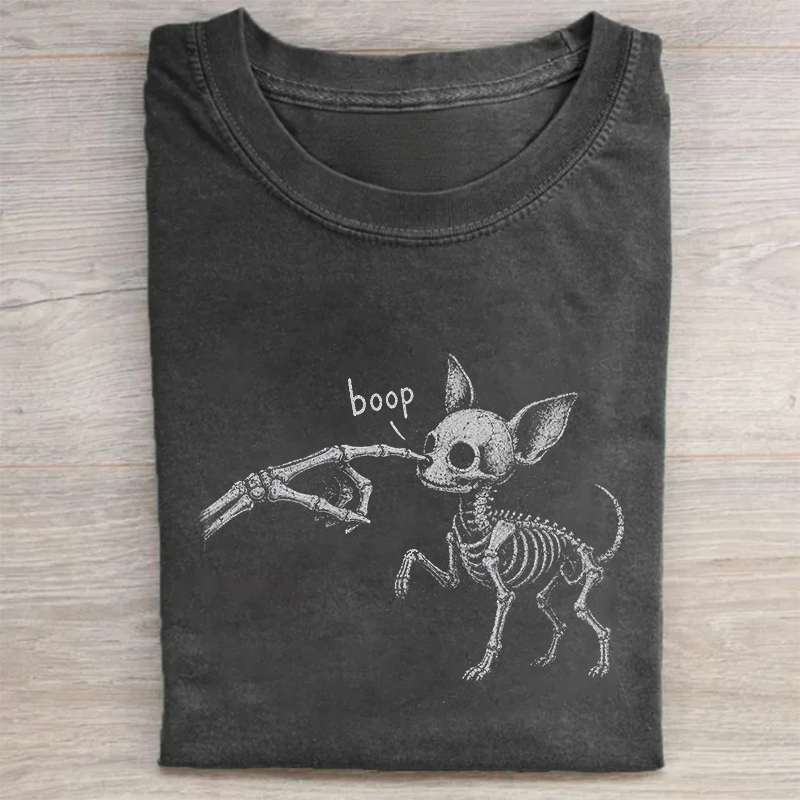 Funny Halloween Chihuahua Skeleton Boop T-shirt