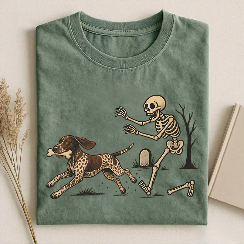 Funny Skeleton German Shorthaired Pointer Halloween T-shirt