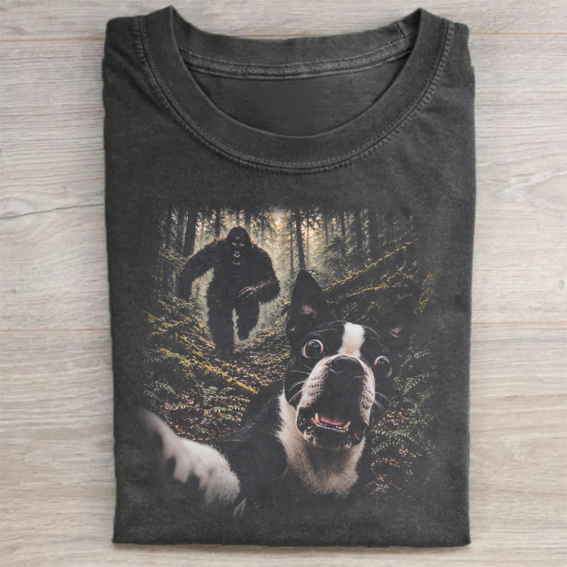 Boston Terrier Bigfoot Selfie T-shirt