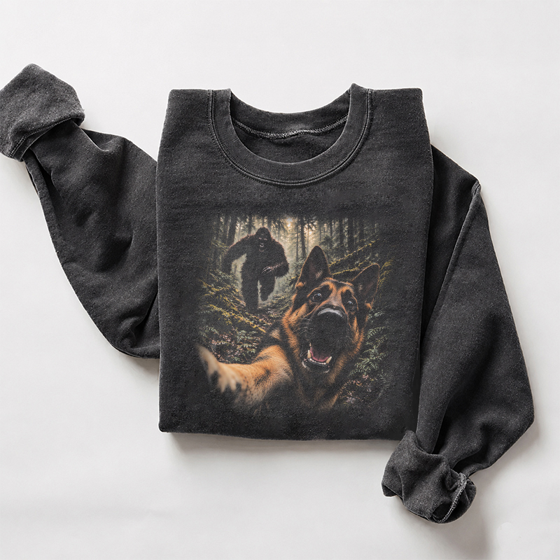 Bigfoot Running After German Shepherd Dog Sweatshirt