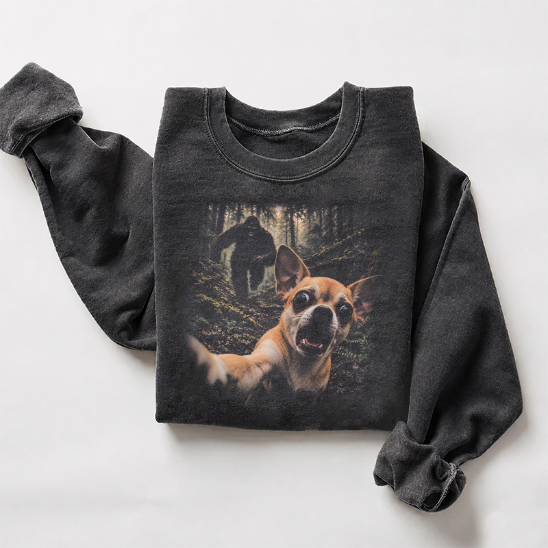 Big Foot Running After Chihuahua Dog Sweatshirt