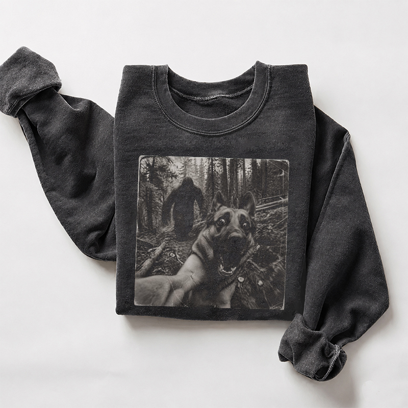 German Shepherd Bigfoot Selfie Sweatshirt