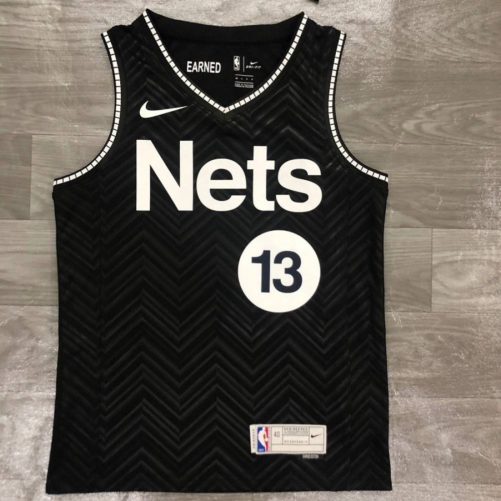 Men's Brooklyn Nets James Harden #13 Black 2020/21 Swingman Player Jersey – Earned Edition - view 2