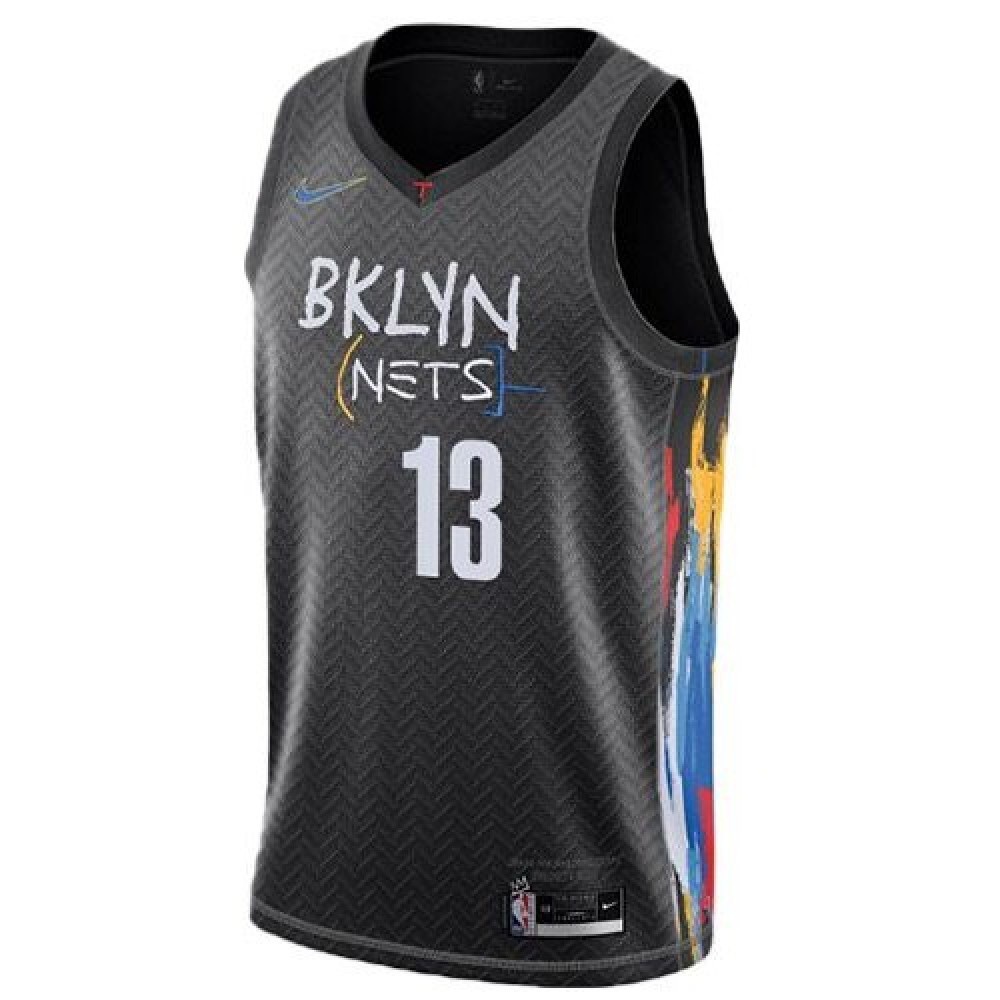Men's Brooklyn Nets James Harden #13 Black 2020/21 Swingman Jersey City Edition - view 2