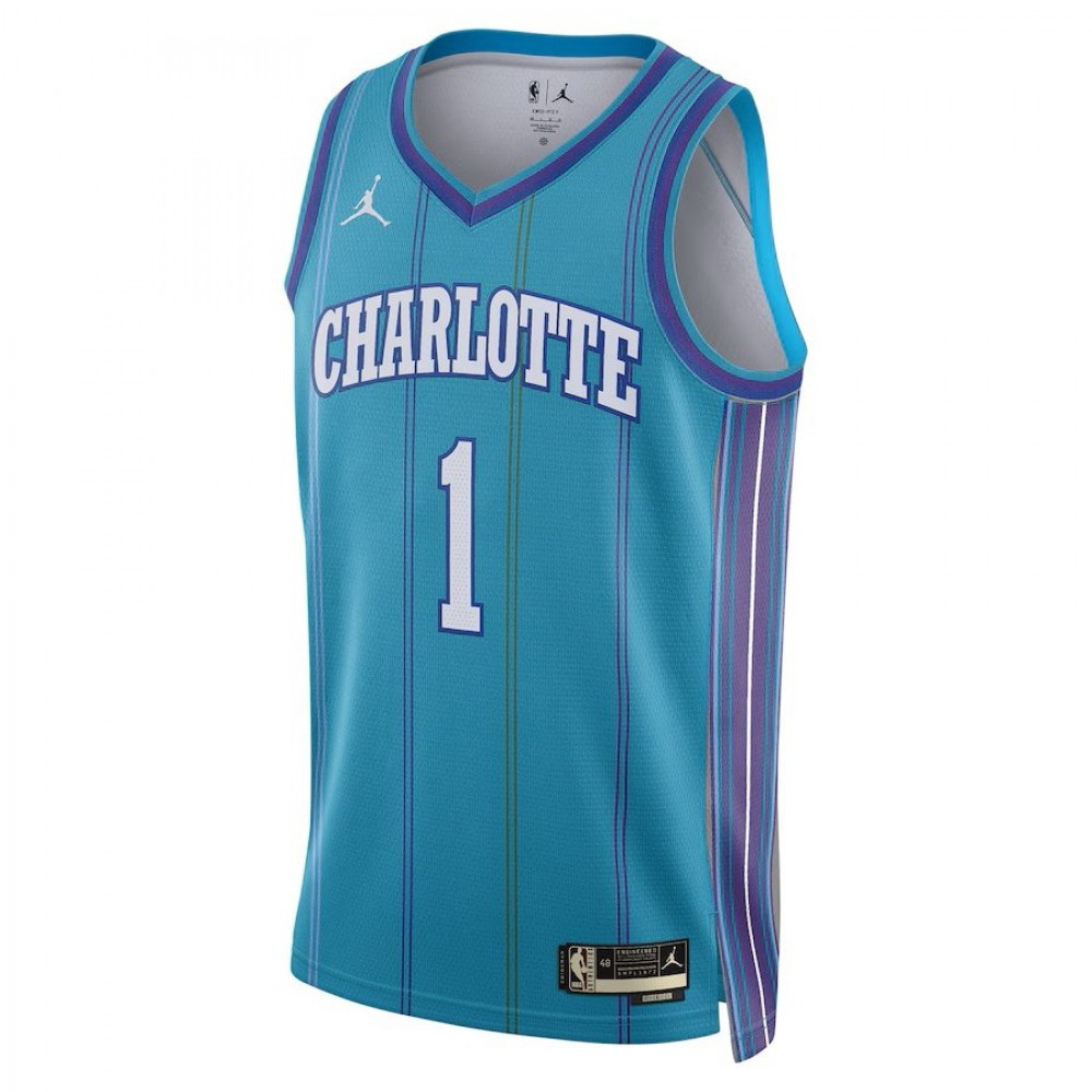 Youth Jordan LaMelo Ball Teal Charlotte Hornets Swingman Jersey Classic Edition - view 2