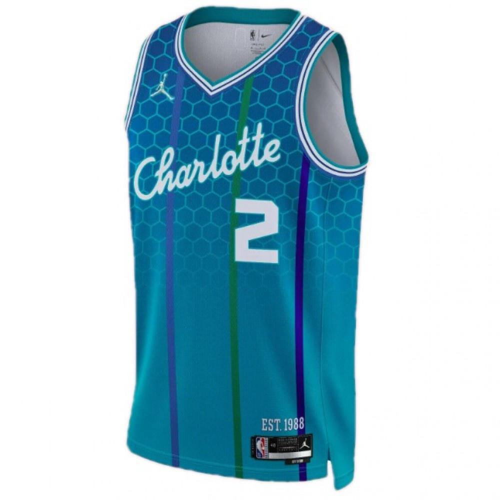 Men's Charlotte Hornets LaMelo Ball #2 Blue 2021/22 Swingman NBA Jersey City Edition - view 2