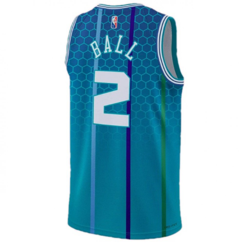 Men's Charlotte Hornets LaMelo Ball #2 Blue 2021/22 Swingman NBA Jersey City Edition - view 3