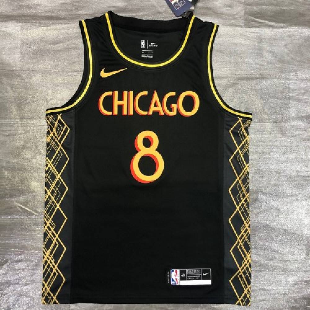 Men's Chicago Bulls Zach LaVine #8 Black 2020/21 Swingman Jersey City Edition - view 2