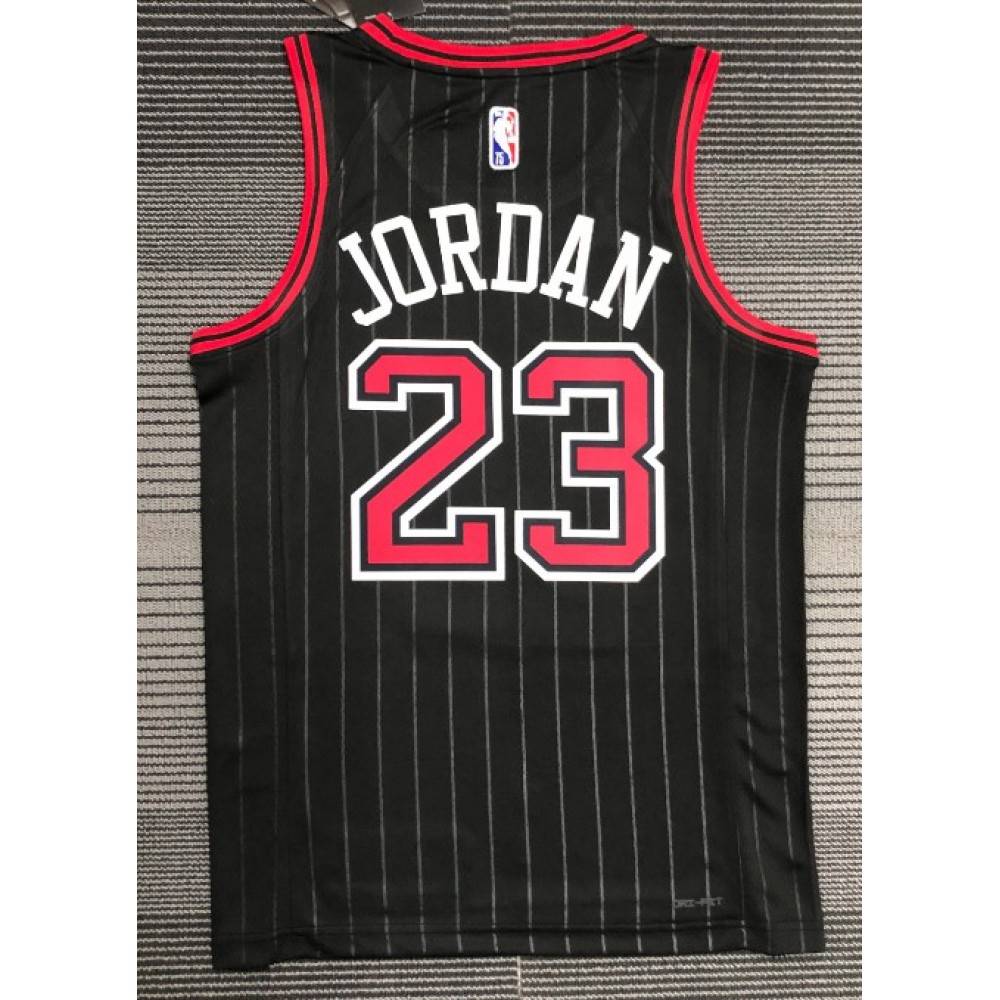 Men's Chicago Bulls Michael Jordan #23 Black Swingman NBA Jersey Statement Edition - view 2
