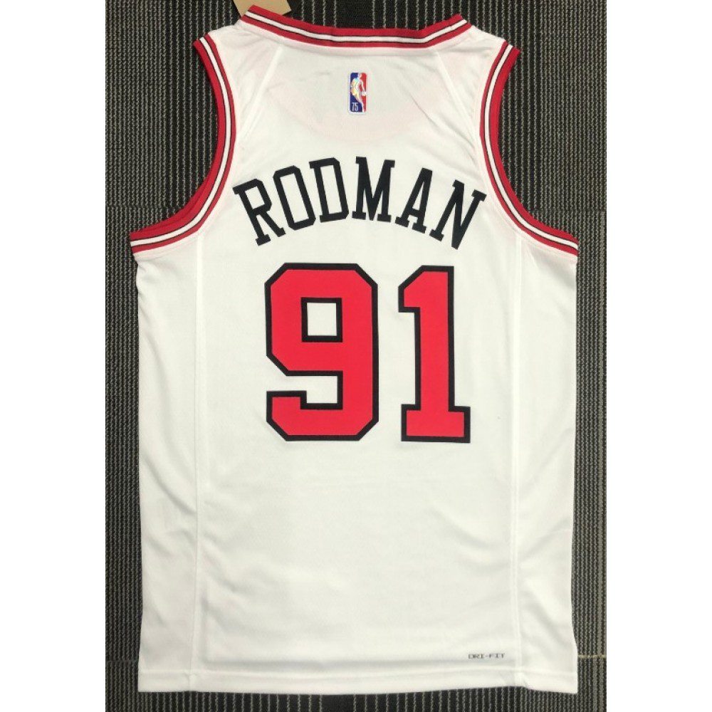Men's Chicago Bulls Dennis Rodman #91 White 2021/22 Swingman NBA Jersey Icon Edition - view 2