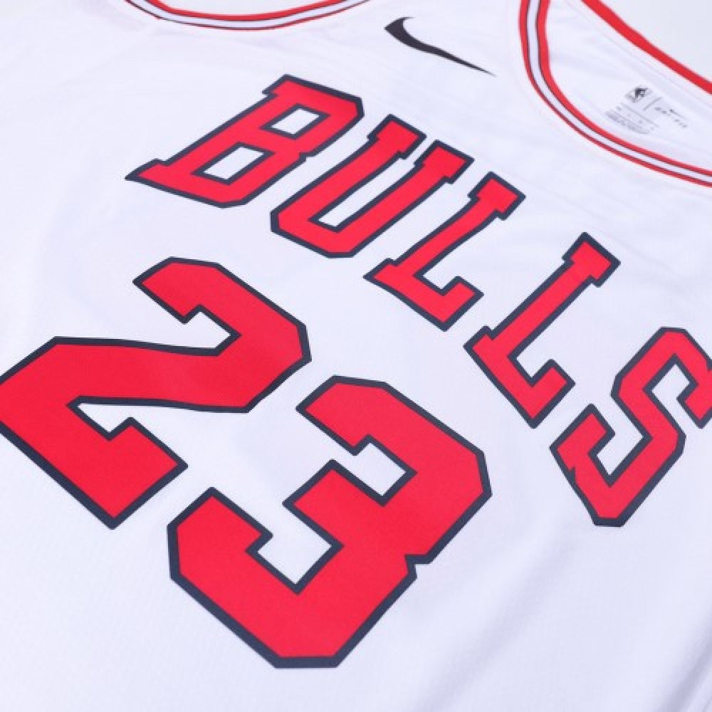 Men's Chicago Bulls Michael Jordan #23 White Replica Swingman Jersey Association Edition - view 5