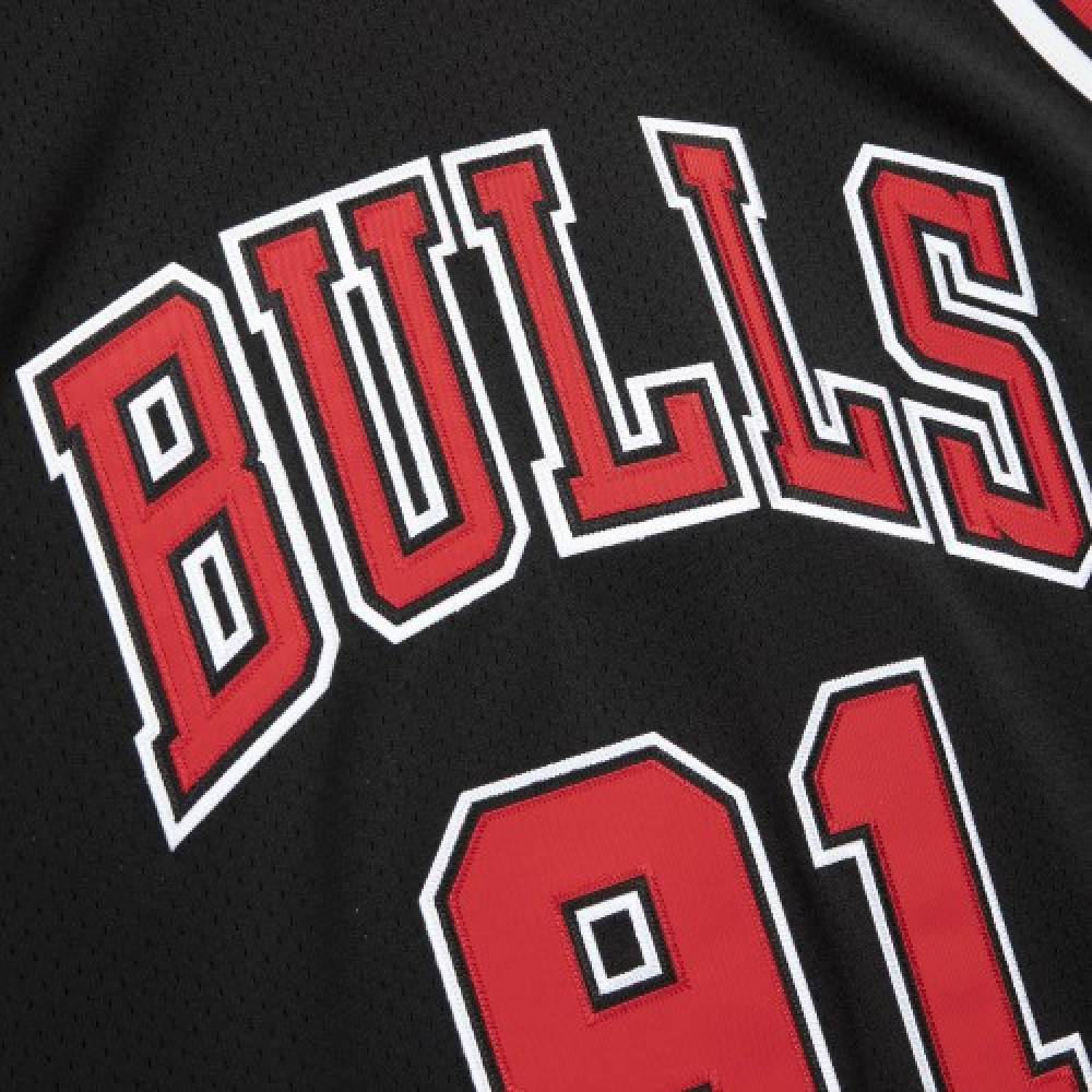 Men's Chicago Bulls Dennis Rodman #91 Throwback Black 97-98 Hardwood Classics Swingman Jersey - view 2