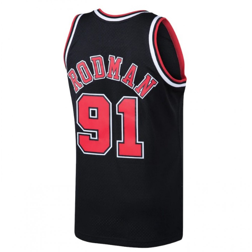 Men's Chicago Bulls Dennis Rodman #91 Throwback Black 97-98 Hardwood Classics Swingman Jersey - view 4