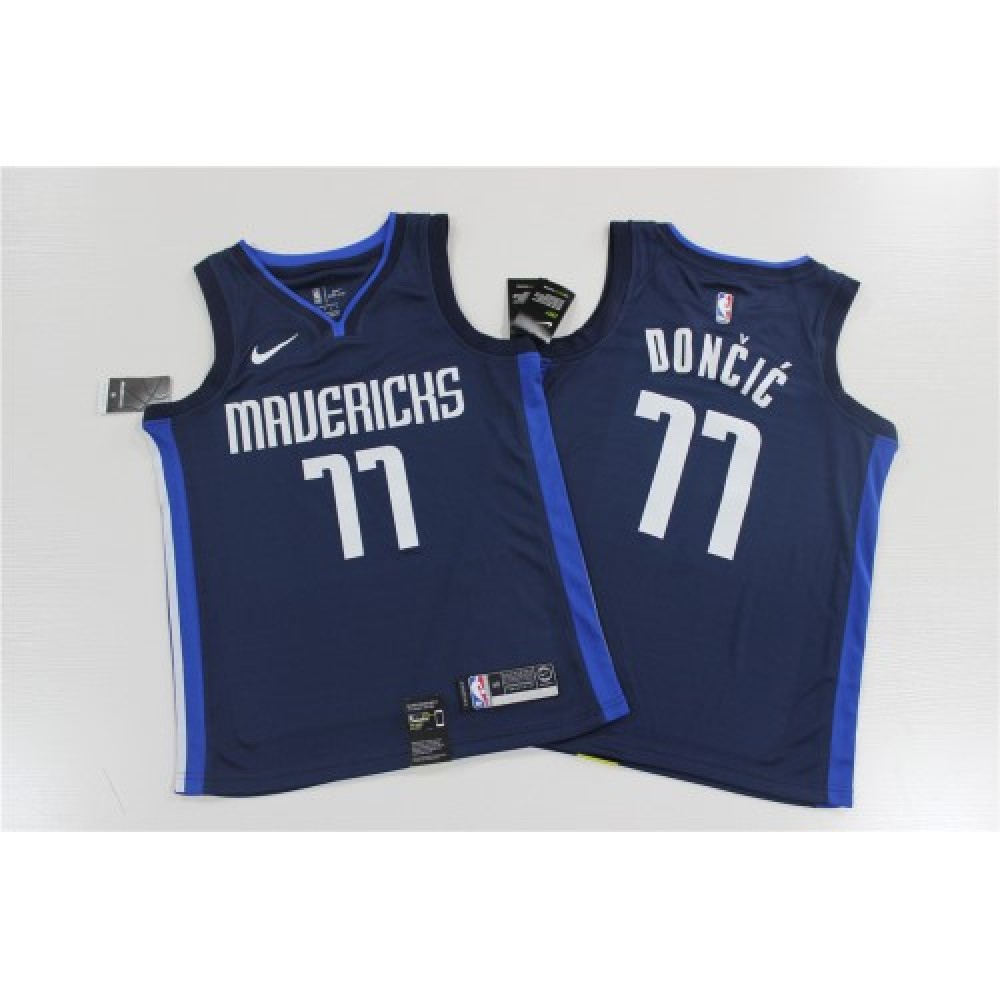 Men's Dallas Mavericks Luka Doncic #77 Navy Finished Swingman Jersey Statement Editon - view 2