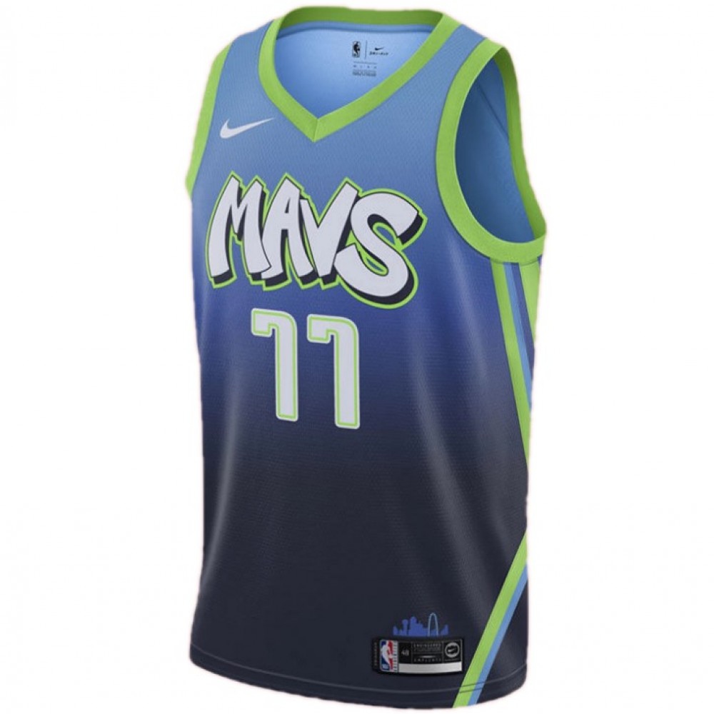 Men's Dallas Mavericks Luka Doncic #77 Blue 202021 Swingman Jersey City Edition - view 3