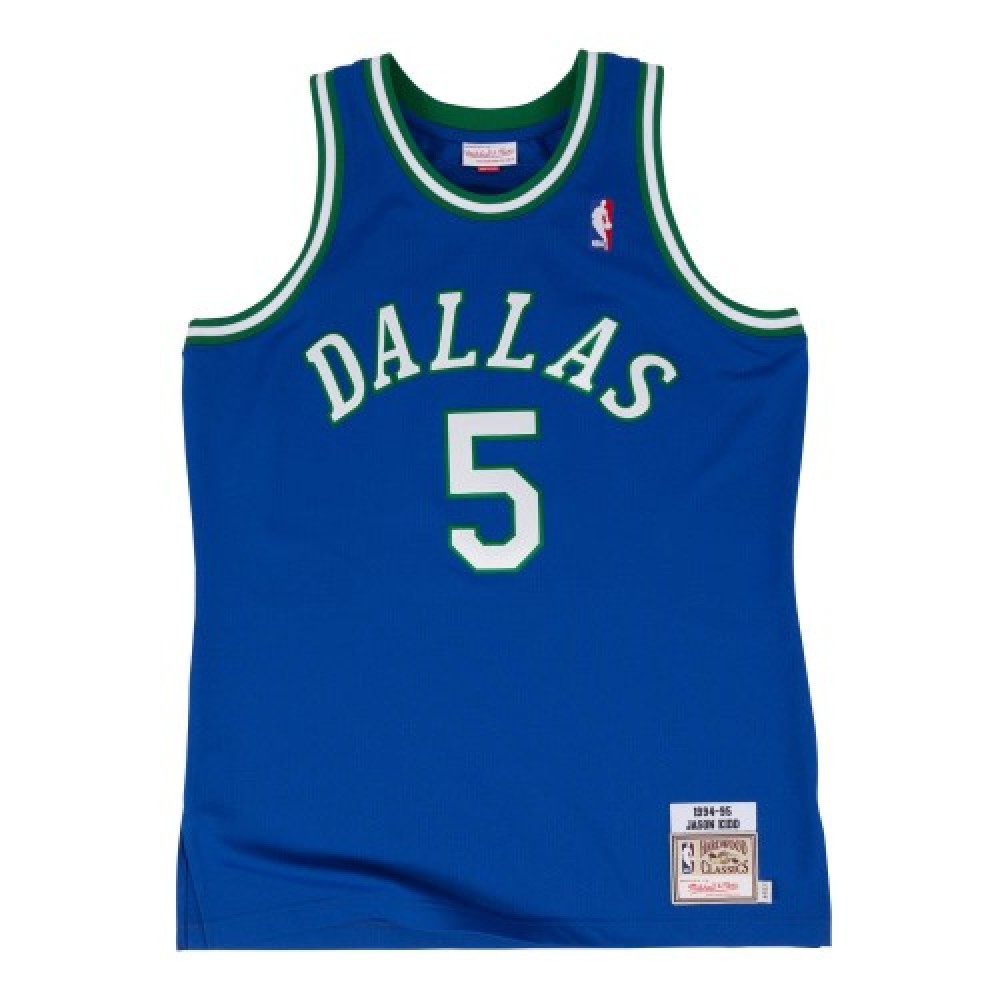 Men's Dallas Mavericks Jason Kidd #5 Throwback Blue 1994-95 Hardwood Classics Jersey - view 2