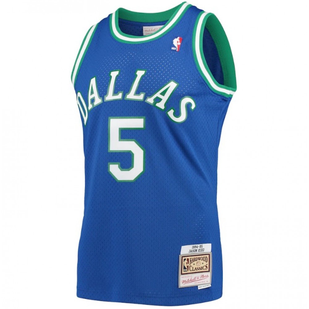Men's Dallas Mavericks Jason Kidd #5 Throwback Blue 1994-95 Hardwood Classics Jersey - view 5