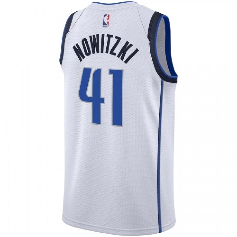 Men's Dallas Mavericks Dirk Nowitzki #41 White Swingman Jersey Association Edition - view 3
