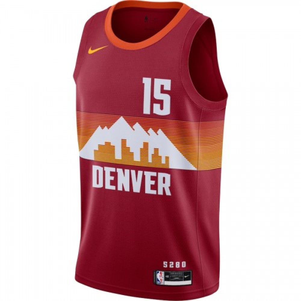 Men's Denver Nuggets Nikola Jokic #15 Red 2020/21 Swingman Player Jersey – City Edition - view 2