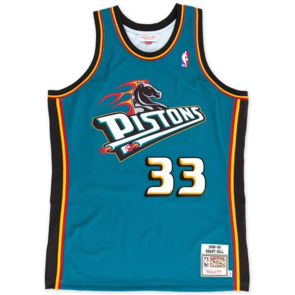 Men's Detroit Pistons Grant Hill #33 Throwback Blue 98-99 Hardwood Classics Swingman Jersey - view 2
