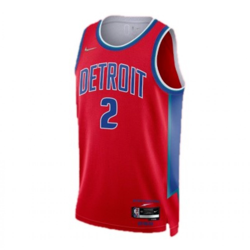 Men's Detroit Pistons Cade Cunningham #2 Red 2021/22 Swingman NBA Jersey City Edition - view 2