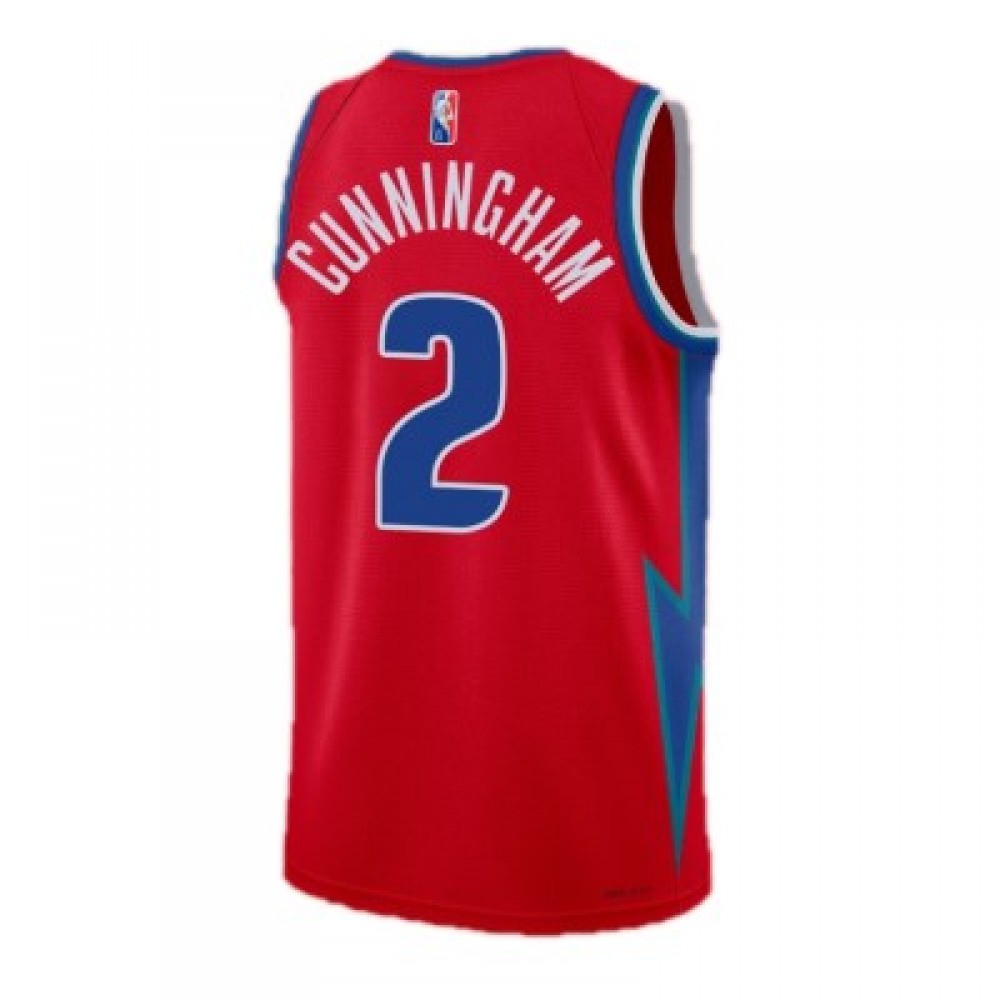 Men's Detroit Pistons Cade Cunningham #2 Red 2021/22 Swingman NBA Jersey City Edition - view 3