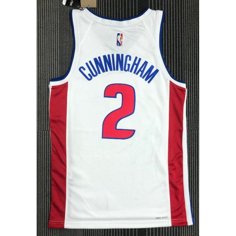 Men's Detroit Pistons Cade Cunningham #2 White 2021/22 Swingman NBA Jersey Icon Edition - view 2