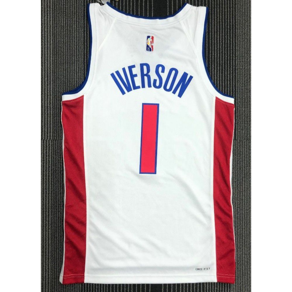 Men's Detroit Pistons Allen Iverson #1 White 2021/22 Swingman NBA Jersey Icon Edition - view 2