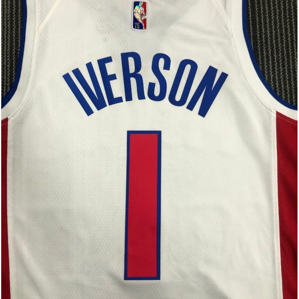 Men's Detroit Pistons Allen Iverson #1 White 2021/22 Swingman NBA Jersey Icon Edition - view 4