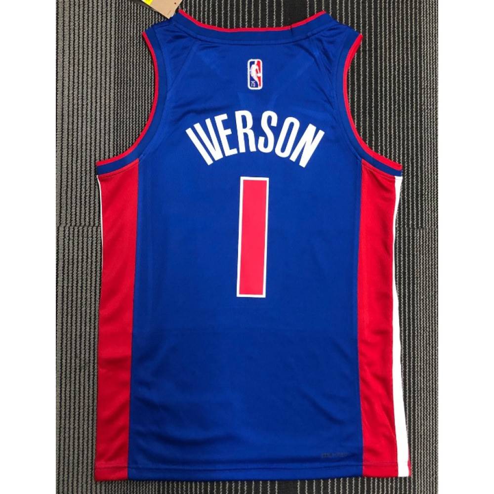 Men's Detroit Pistons Allen Iverson #1 Blue 2021/22 Swingman NBA Jersey Icon Edition - view 2