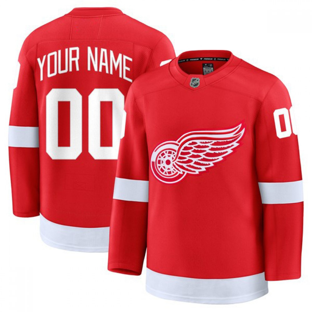 Detroit Red Wings Home Premium Custom Jersey Red