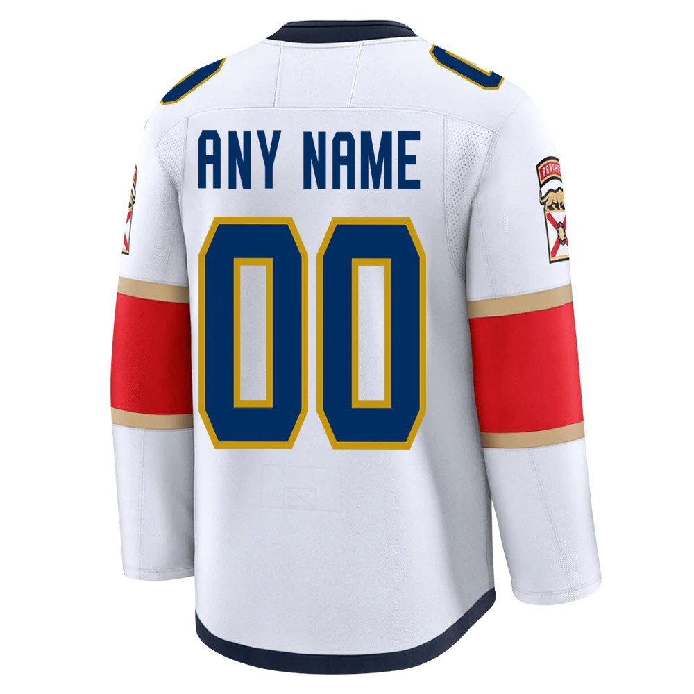 Florida Panthers Away Athletic Fit Custom Jersey White - view 3
