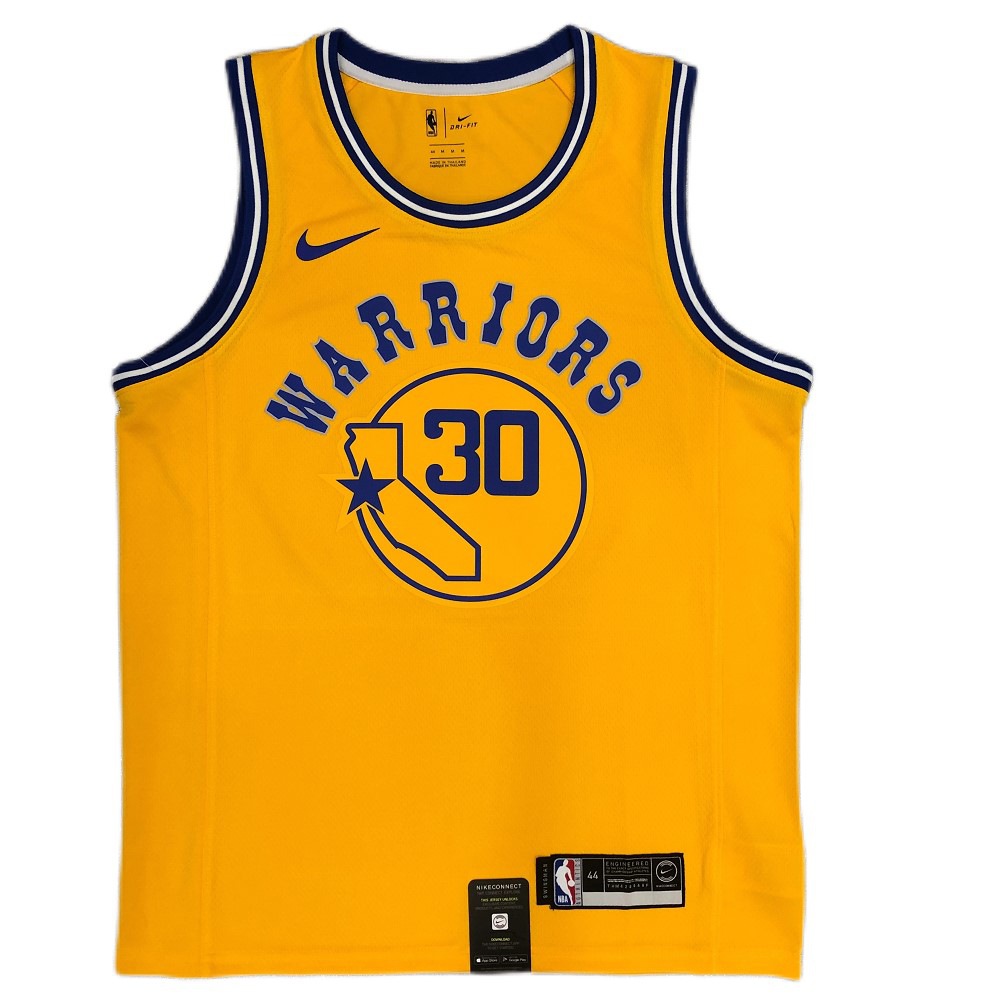 Men's Golden State Warriors Stephen Curry #30 Yellow Hardwood Classic Swingman Jersey - view 2
