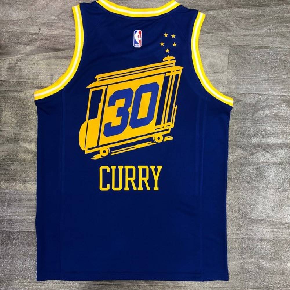 Men's Golden State Warriors Stephen Curry #30 Royal Hardwood Classics 2020/21 Swingman Jersey- Classic Edition - view 4