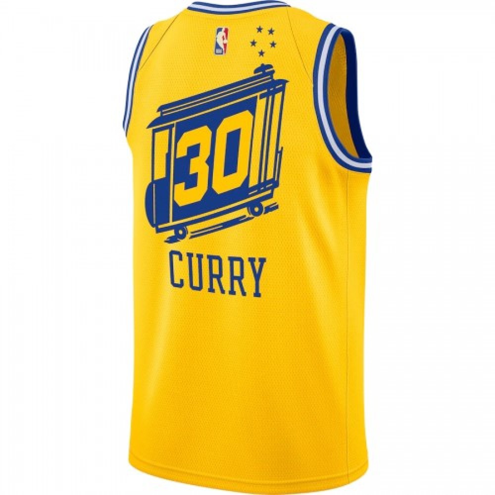 Men's Golden State Warriors Curry #30 Yellow Classics Finished Swingman Jersey -City Classic Edition - view 3