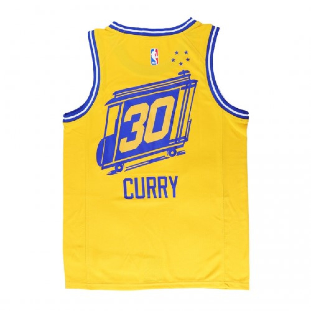 Men's Golden State Warriors Curry #30 Yellow Classics Finished Swingman Jersey -City Classic Edition - view 5