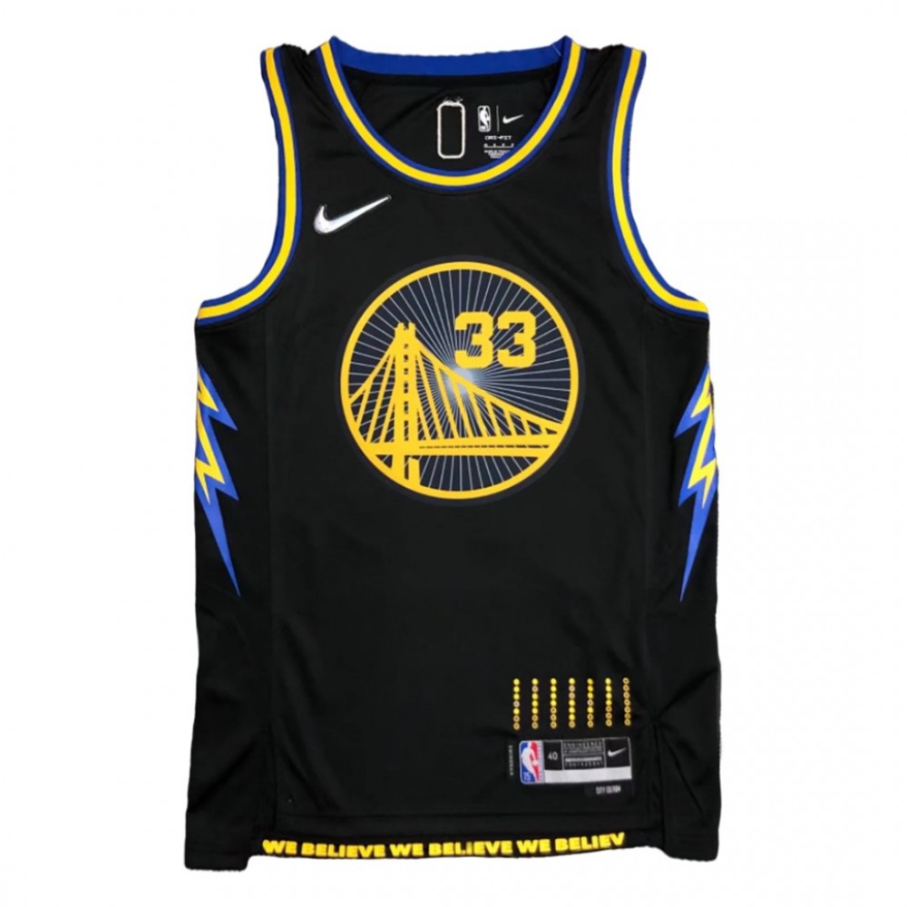 Men's Golden State Warriors James Wiseman #33 Black 2021/22 Swingman Jersey City Edition - view 2