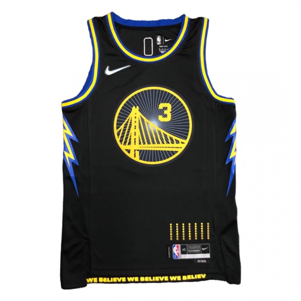 Men's Golden State Warriors Jordan Poole #3 Black 2021/22 Swingman Jersey City Edition - view 2