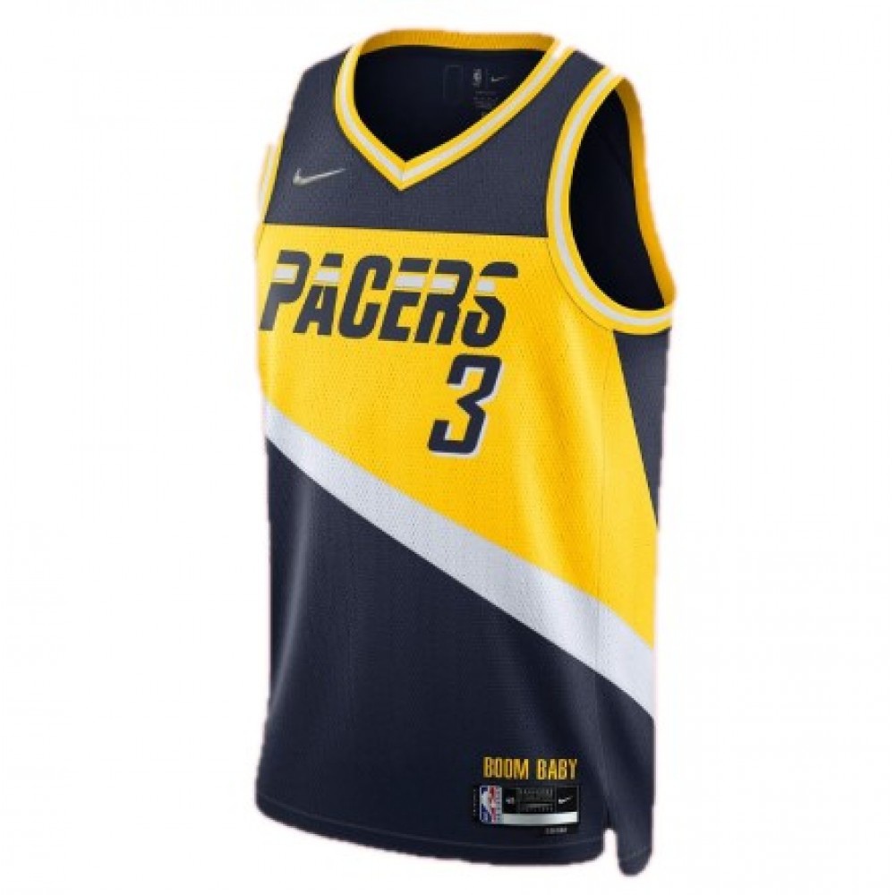 Men's Indiana Pacers Chris Duarte #3 Navy 2021/22 Swingman NBA Jersey City Edition - view 3