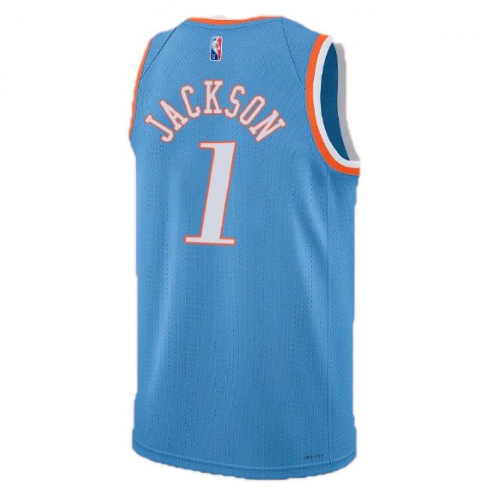 Men's Los Angeles Clippers Reggie Jackson #1 Blue 2021 Swingman NBA Jersey City Edition - view 2