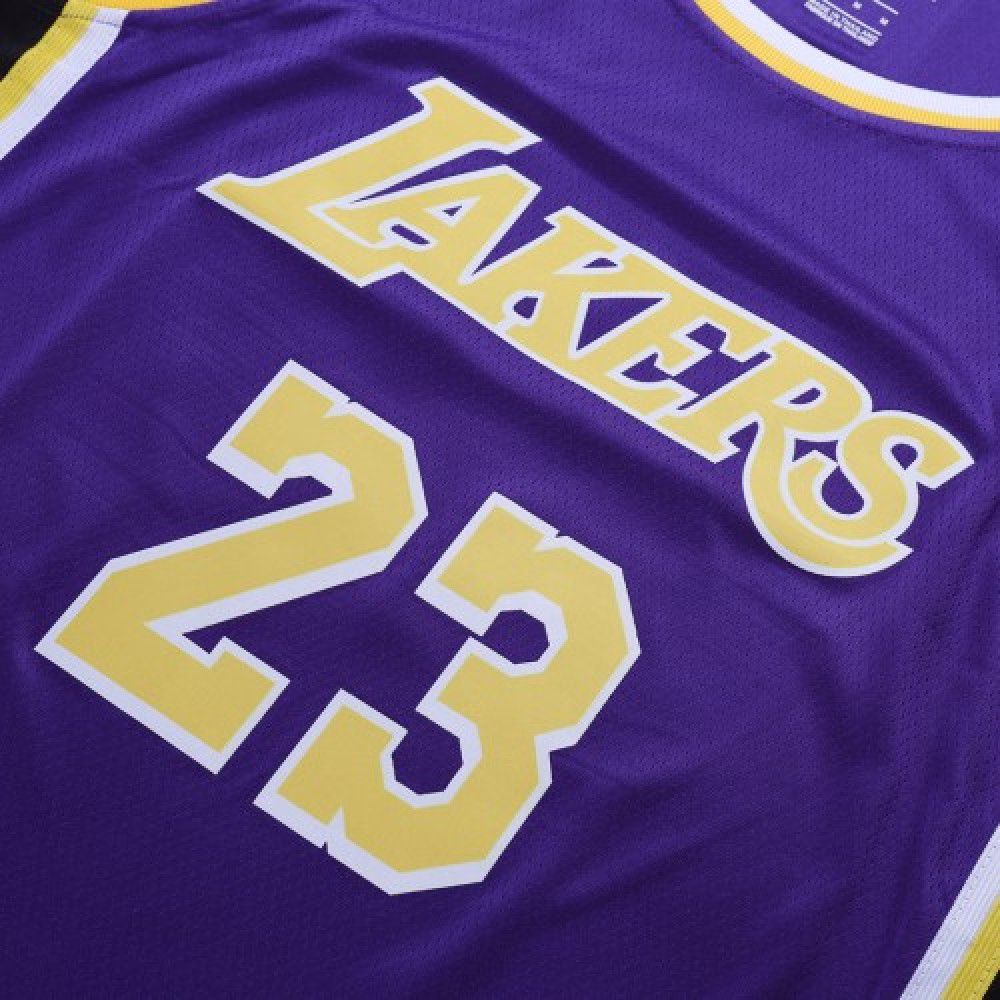 Men's Los Angeles Lakers LeBron James #23 Purple Swingman Jersey Statement Edition - view 5