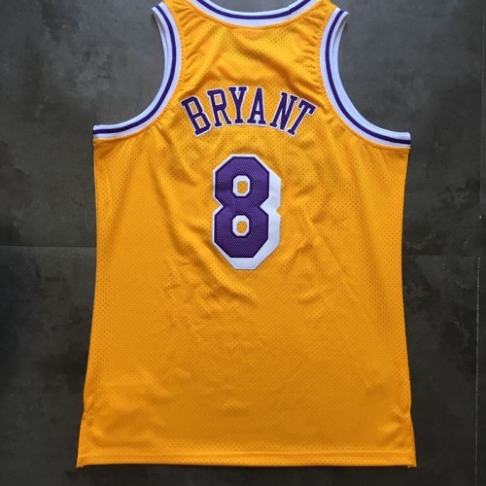 Men's Los Angeles Lakers Kobe Bryant #8 Throwback Yellow 1996-97 Hardwood Classics Jersey - view 5